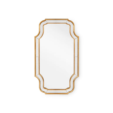 Decorative mirror with gold frame on a white background