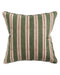 Striped green and beige pillow on a white background