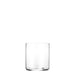 Clear glass tumbler on a white background