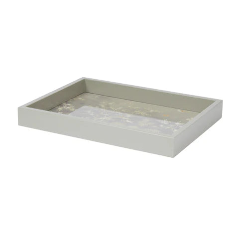 Rectangular tray with a decorative pattern on a white background