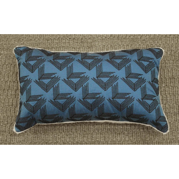 Cobalt Blue with Black Embroidery Pillow