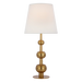Gold table lamp with a white shade on a transparent background