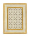 Decorative picture frame with a gold border and intricate patterned center on a white background