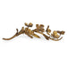 Decorative gold branch with leaves and flowers on a white background