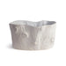 White ceramic planter with wood grain texture on a white background