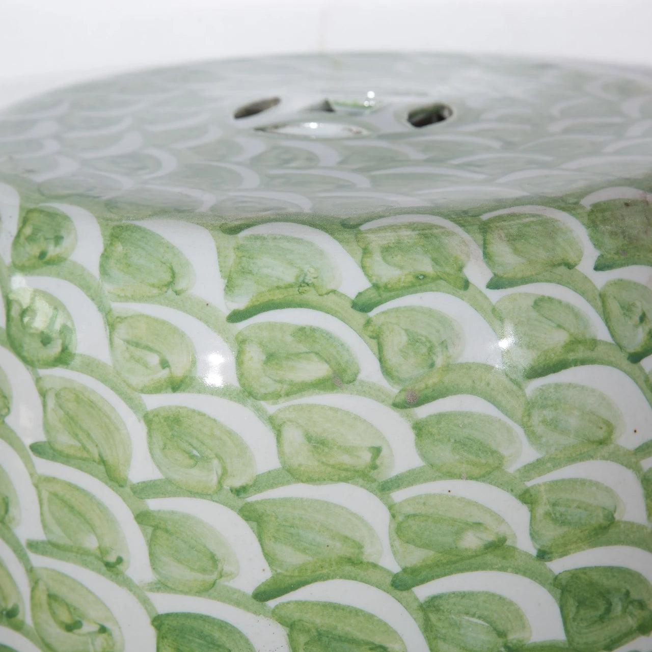 Fish Scale Porcelain Garden Stool, Mint Green