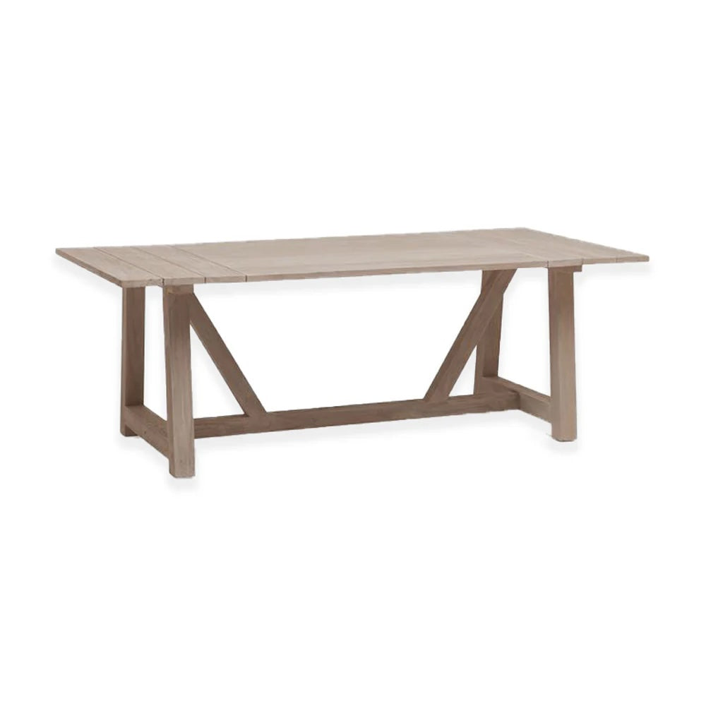 Wooden dining table with a white background