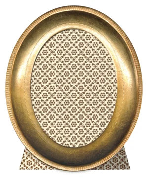 Decorative round tray with intricate pattern on a white background