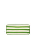 Rectangular green and white striped tray on a white background