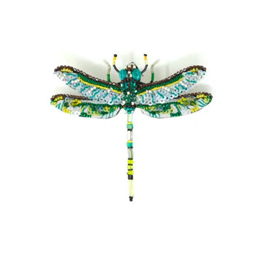Decorative dragonfly with floral pattern on a white background