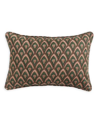 Decorative pillow with geometric pattern on a white background