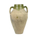 Vintage ceramic vase with green accents on a white background