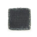 Square piece of textured black linen coaster fabric on a white background