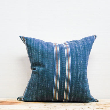 navy textile with red center stripe pillow 