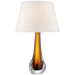A Visual Comfort & Co. Christa Large Table Lamp with a white shade and a brown to clear gradient base.