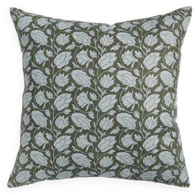 Decorative pillow with floral pattern on a white background