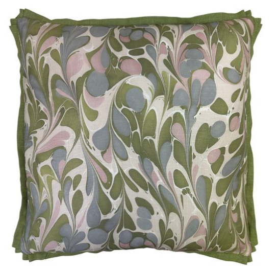 Decorative pillow with a floral pattern on a white background