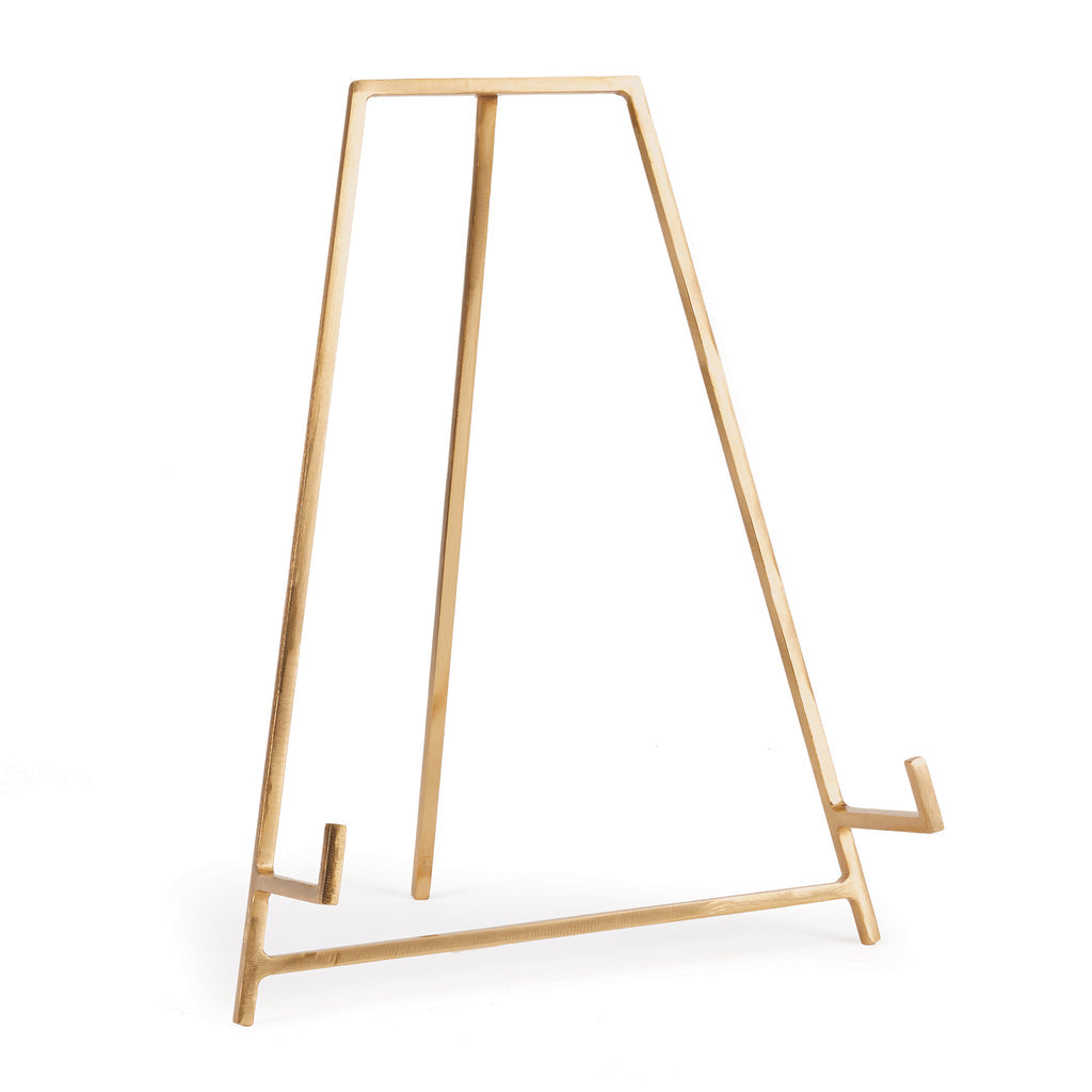 Gold metal stand on a white background