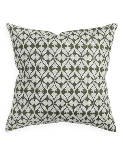 Decorative pillow with geometric pattern on a white background