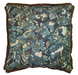 Floral patterned pillow with brown border on a white background