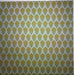 A close-up of a repeating fabric or wallpaper pattern featuring mustard yellow floral motifs on a light sage green background.