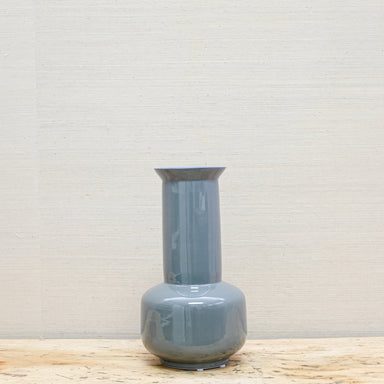 glossy grey sage porcelain vase