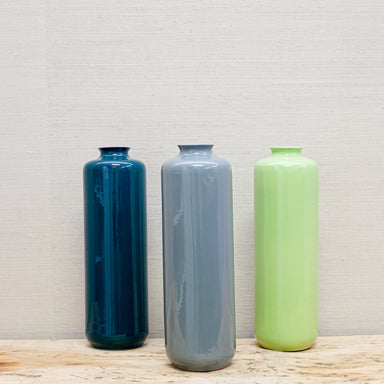 trio of glossy-finish vases