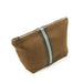 Brown pouch with a striped band on a white background