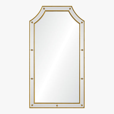 Rectangular mirror with gold frame on a white background