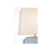 Table lamp with a white shade on a light gray background