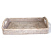 Woven tray with handles on a white background