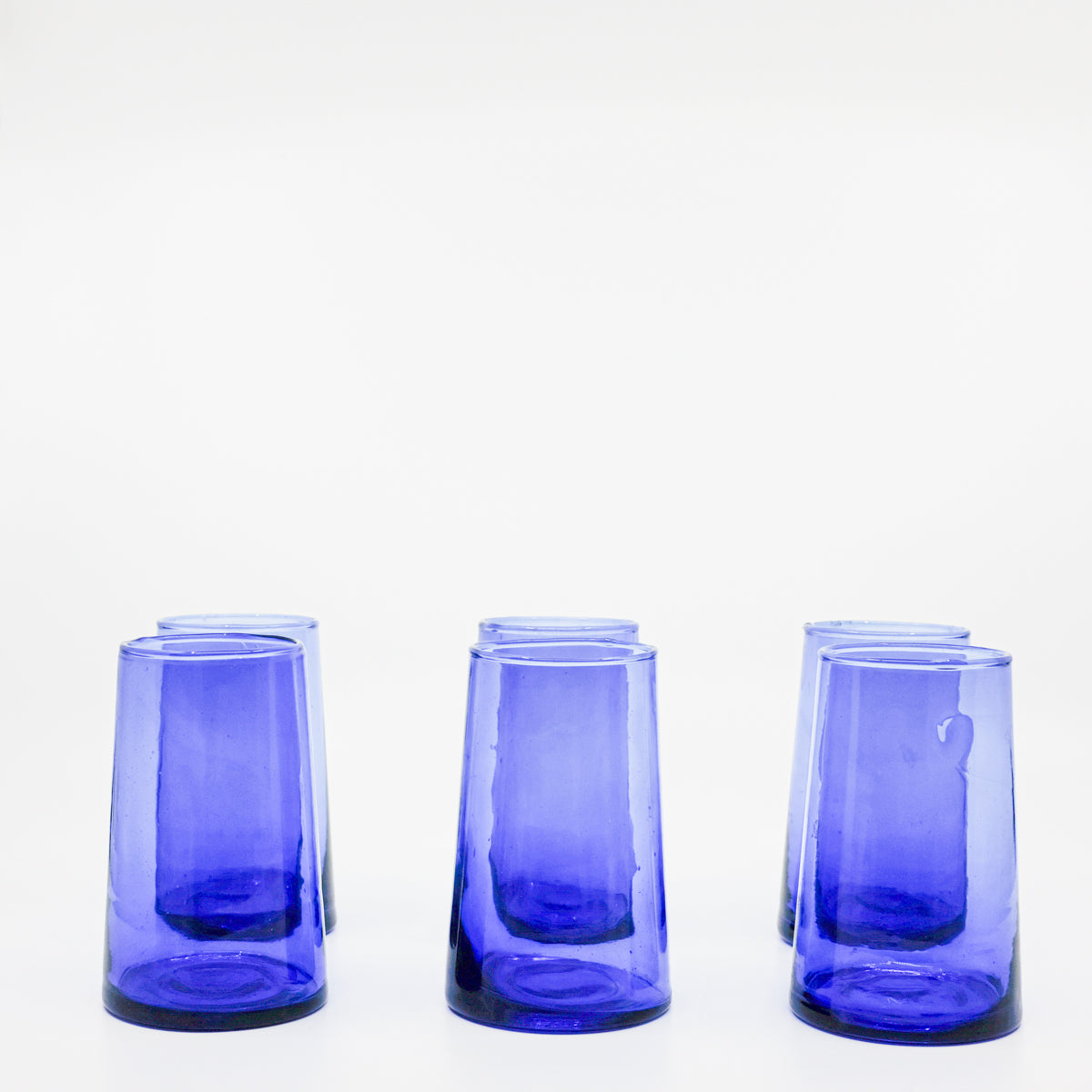 set of six moroccan blue drinking glasses