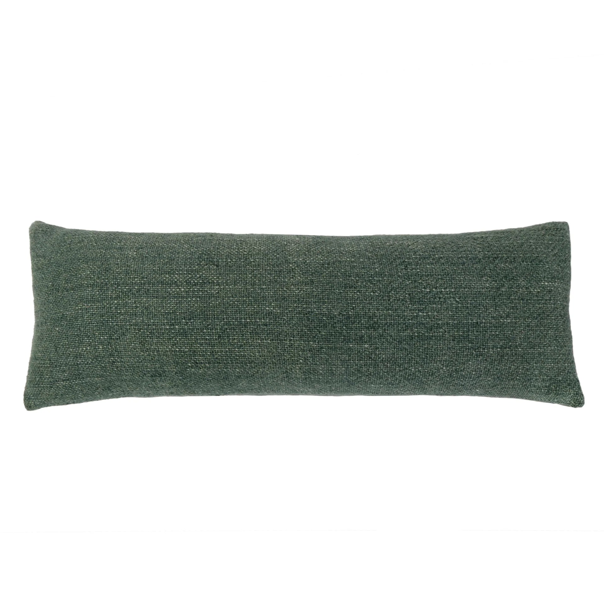 Green textured rectangular pillow on a white background