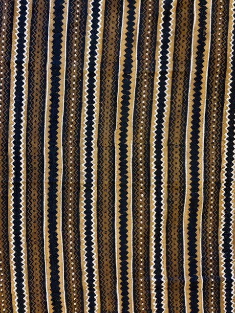 Striped fabric with brown, black, and beige pattern