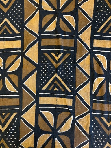 Patterned fabric with black and gold geometric design