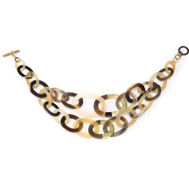 Multicolored chain necklace on a white background