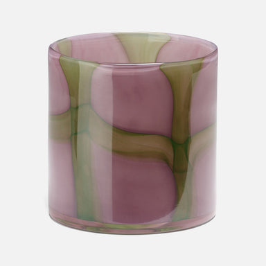 glass vase in mauve and green