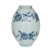 Ceramic vase with blue sunflower patterns on a white background