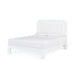 White bed frame with mattress on a white background