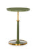 Green and brass side table on a white background