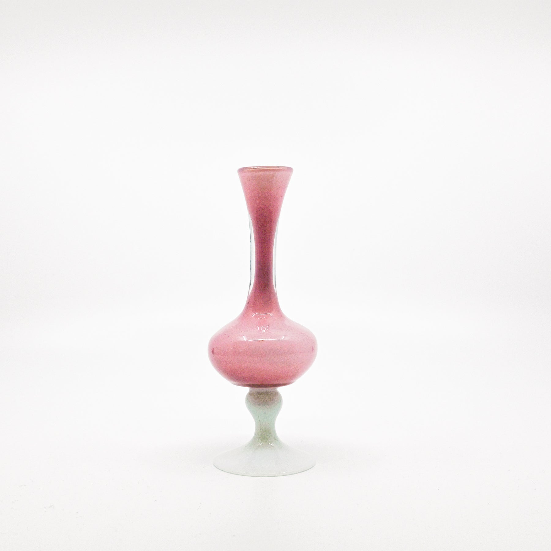 vintage pink and white opaline vase