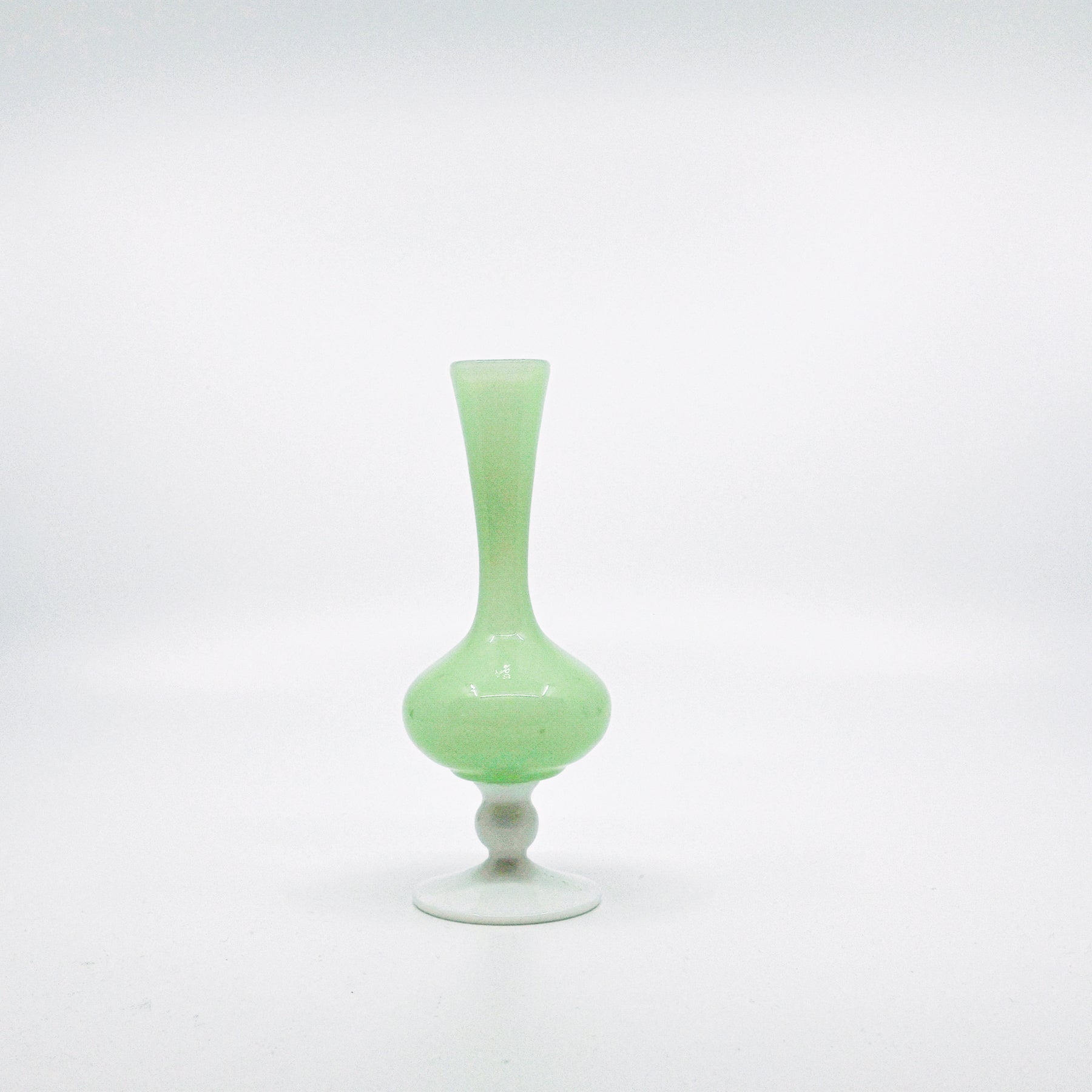 pale green and white vintage opaline footed vase