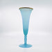 pale blue opaline trumpet vase with brass rim