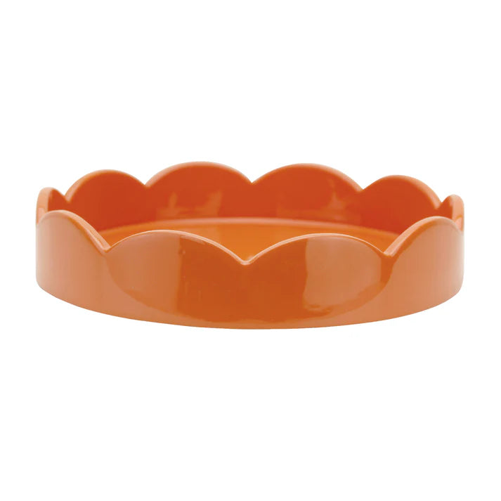 Lacquered Scalloped Round Tray