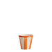 Ceramic cup with orange and white stripes on a white background
