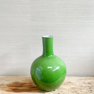 bright green ceramic vase