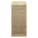 Woven rectangular basket with a braided handle on a white background