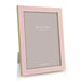 A vertical picture frame with a pastel pink outer border and a thin gold inner trim, shown standing on a white background. The frame is empty except for the printed Addison Ross London watermark in the center.