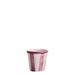 Ceramic cup with purple stripes on a white background