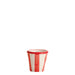 Red and white striped cup on a white background